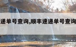 顺丰速递单号查询,顺丰速递单号查询速递信息