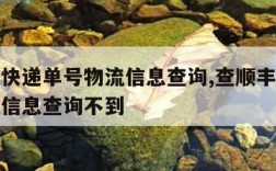 查顺丰快递单号物流信息查询,查顺丰快递单号物流信息查询不到