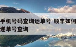 顺丰用手机号码查询运单号-顺丰如何用手机号查快递单号查询